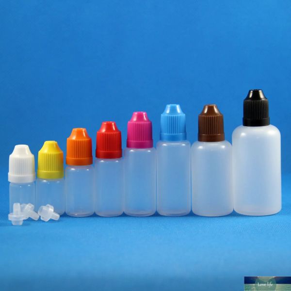 100 set 30 ml (1 oz) flaconi contagocce in plastica punte per tappi a prova di bambino LDPE per liquido E Vapor Cig 30 ml all'ingrosso