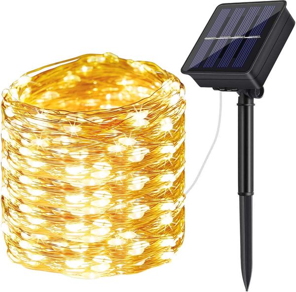 String Solar Fairy Light, impermeabile a LED a LED a LED a led rame Light con pannello solare per giardino di recinzione del gazebo natalizio decorazione
