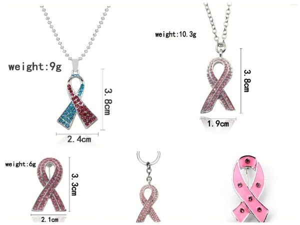 Portachiavi Pink Ribbon Care Day Cristallo strass Cancro al seno Bowknot Charm Portachiavi Sopravvivi gioielli regalo per accessori donna