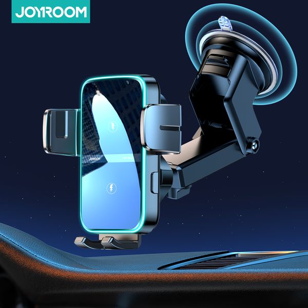 Joyroom çift bobin araba telefonu 15w otomatik hızlı kablosuz şarj cihazı telefon tutucu araba montajı için iPhone sumsang katlanabilir galaksi