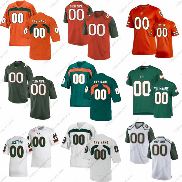 Camisas de futebol NCAA College Miami Hurricanes personalizadas Antezana Cohen Cooper Denis Johnson Mauigoa McCoy McLaughlin Nelson Okunlola Rivers Rodriguez Sagapolu