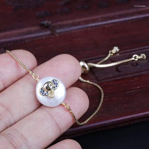 Charm Bilezikler Tiny Gold Cz Kristal Döşemeli Sevimli Fil Hayvan Tatlısu İnci Boncuk Konnektörü İnce Bağlantı Dainty Womencharm Raym22