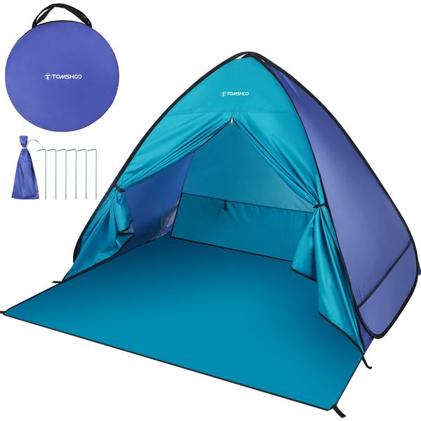 Zelte und Unterstände, Strandzelt, sofortiger Pop-Up-Schatten, Sonnenschutz, Baldachin, Cabana mit Tragetasche für Outdoor-Camping, Wandern, 230621