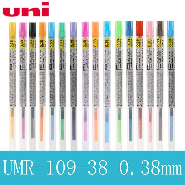 Penne a sfera 8pcs Uni Style Fit Gel Multi Pen Refill 0,38 mm-8pcslot BlackBlueGold 16 colori disponibili Articoli per la scrittura UMR-109-38 230621