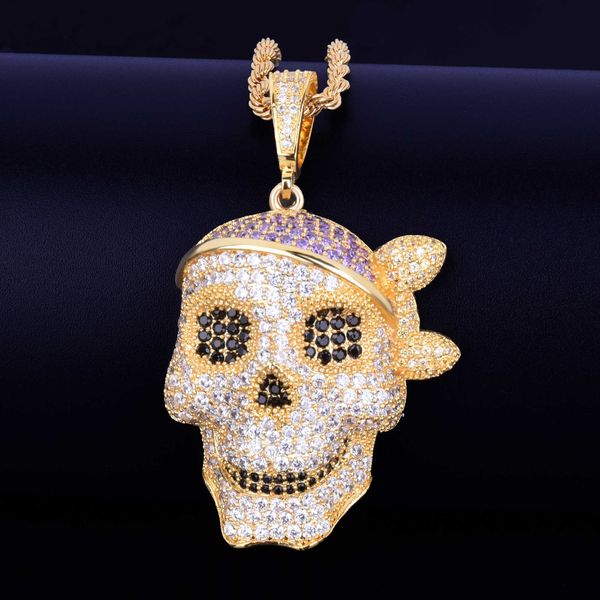 Anhänger Halsketten Herren Totenkopf Halskette vergoldet Hip Hop Rock Schmuck 230621