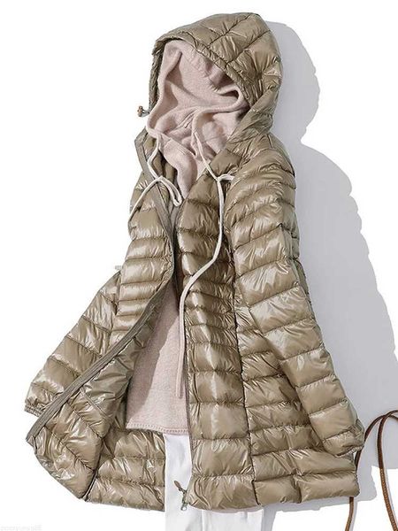 Piumino da donna Parka Donna Piumino d'anatra Autunno Inverno Ultraleggero con cappuccio da donna Piumino portatile lungo imbottito Parks Buffer Coat 5XL 6XL 7XL