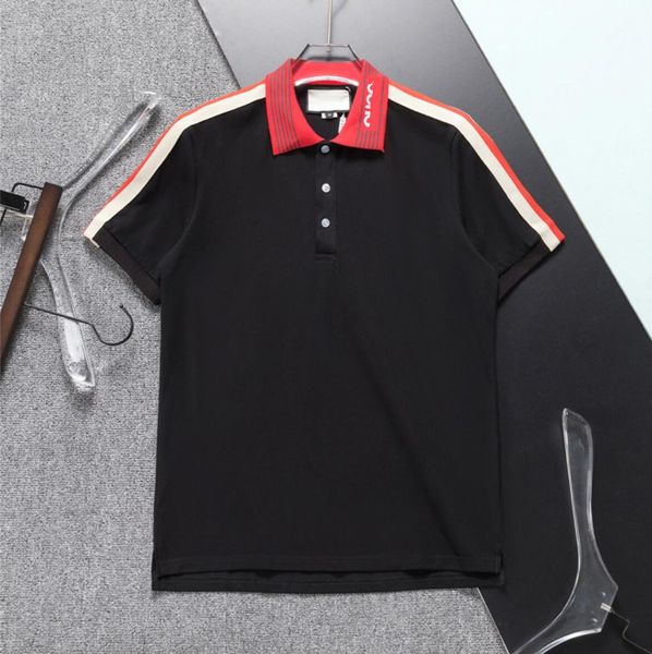 Polos da golf maschile Prue di cotone Lettera di battito Top Mens Tops Short Short Mash Style Casual Schede Striped Shirts
