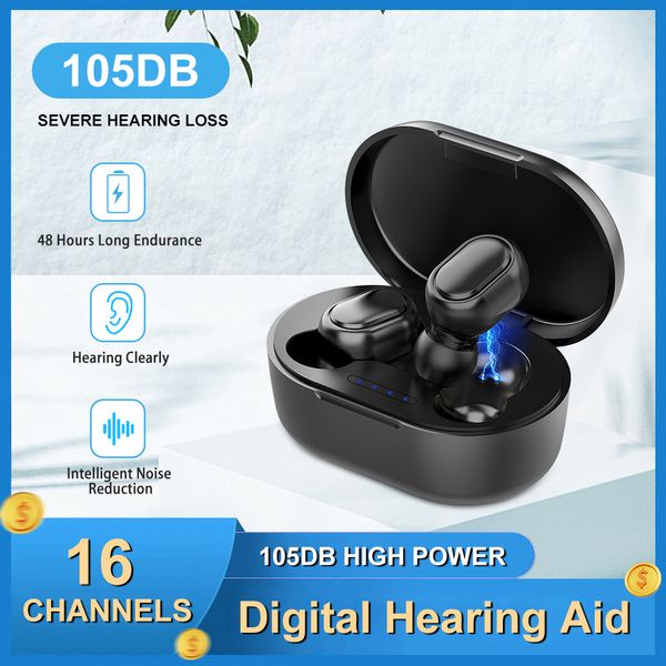 Ear Care Supply 16 Canais Aparelhos Auditivos Digitais Recarregável Redução de Ruído Inteligente Mini Amplificador de Som Para Idosos Audifonos 230621