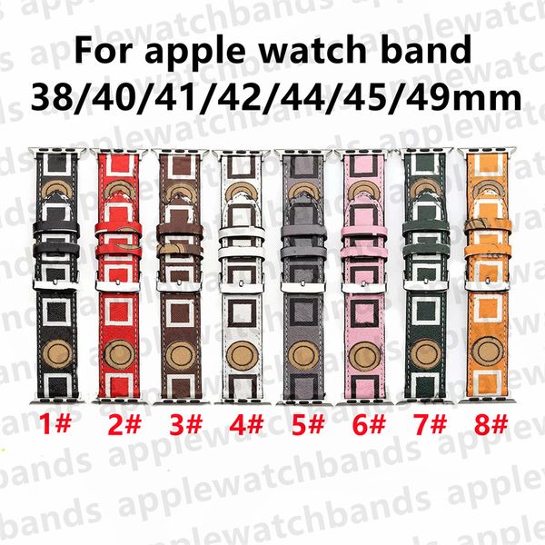 F Designer Apple Watch Band Strap Cinturini iwatch per apple watch ultra serie 8 3 4 5 6 7 9 SE 38mm 42mm 44mm 49mm Cinturino orologio di lusso in vera pelle Bracciale ap Cinghie intelligenti