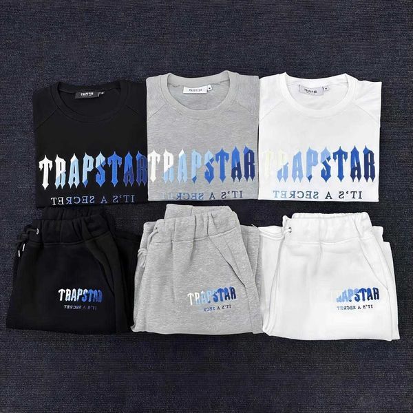 Conjunto de shorts e camiseta masculina Trapstar Trapstar agasalho designer casais Toalha Bordada carta conjuntos masculinos Feminino Decote Redondo Trapstar camiseta Hd