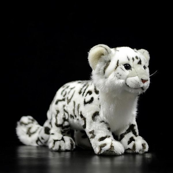 Bambole di peluche Cute Lifelike Standing Snow Leopard Peluche ripiene Panthera Uncia Oncia Soft White Oncia Doll Regalo di compleanno per bambini 230621