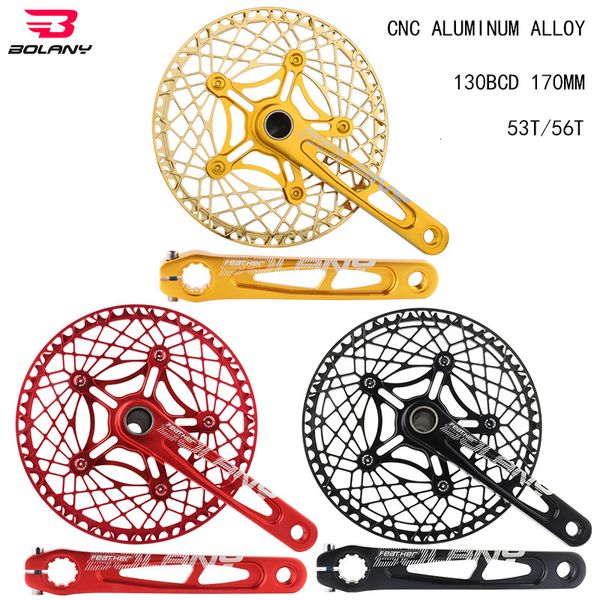 Bisiklet Serbest Tekerlekler Zincir çarkları Bolany Crankset Katlanır Bisiklet Krank 170mm 130BCD 5 Cıvatalar Alüminyum Alaşım Allayet Alt Braket Seramik Rulman CNC Elodizize Parçalar 230621