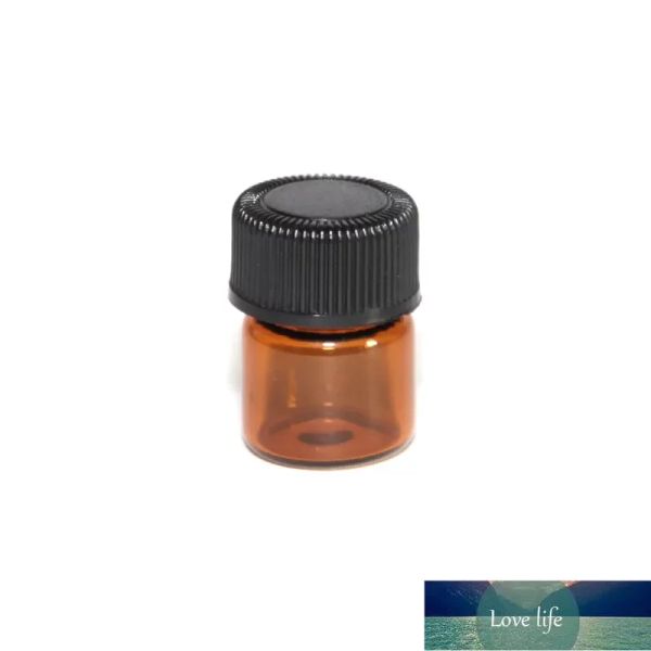 Frascos de óleo essencial de vidro âmbar 1 ML/ 2 ML tubos de amostra de perfume Frasco com plugue e tampas de alta qualidade