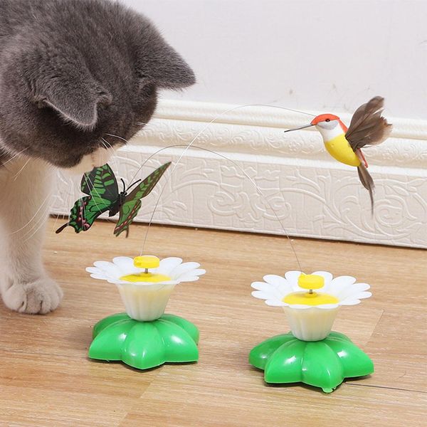 Brinquedo para gato giratório elétrico automático colorido borboleta pássaro forma de animal interativo cão de estimação gatinho brinquedo de treinamento interativo para gato