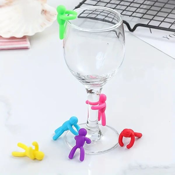 1pc, riconoscimento del bicchiere di vino della tazza umana in silicone, anello marcatore, identificatore del bicchiere di vino della tazza della bevanda fredda, gadget da cucina