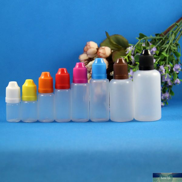 100 Set 15ml (1/2 oz) Flaconi contagocce in plastica Punte per tappi a prova di BAMBINO PE LDPE E Per liquido Vapor Cig 15 ml Classico