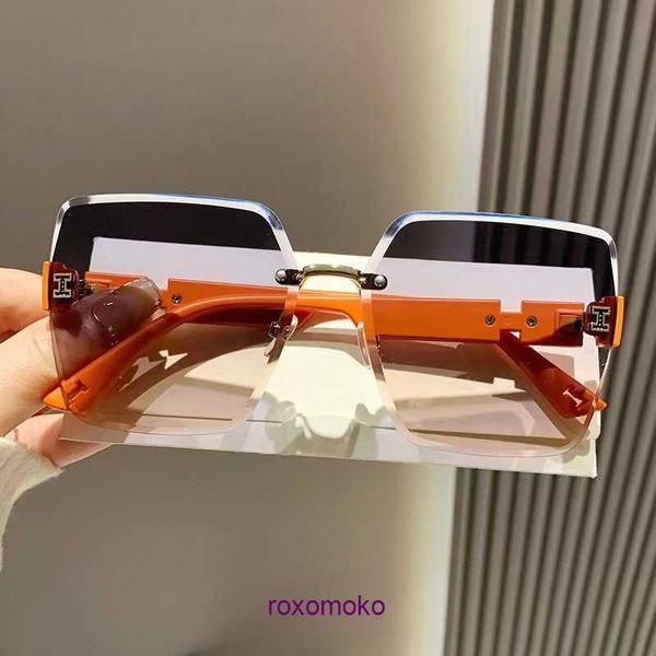 H home Top Original Großhandelssonnenbrillen zum Verkauf 2023 Neue rahmenlose Premium-Damen randlose große quadratische Sonnenschutz- und UV-Modesonne mit Geschenkbox