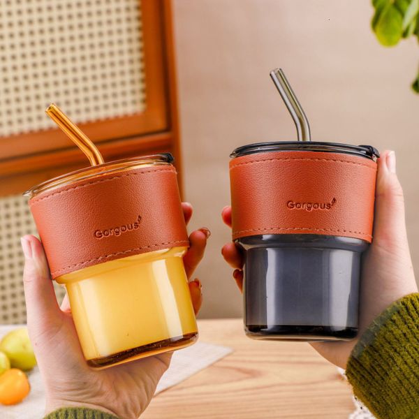 Tumblers Cup Bambu Glass Straw Cups Opening Activities Hand Gift Water High Value Ins Wind Juice Coffee Mugs 230621