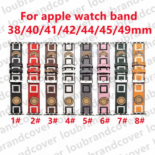 Designer Apple Watch Armband für Apple Watch Band Serie 8 3 4 5 6 7 9 38MM 42MM 40mm 45mm 44mm 49mm iwatch Bänder Double F Echtleder Uhrenarmband Armband ap Watchband