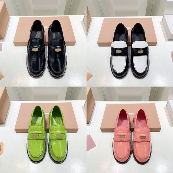 Designer-Damen-Slipper, Derby-Kleiderschuhe, Kalbsleder, Damen-Monolith, schokoladenbraun, massives Kupfer, Glanzleder-Loafer, schwarze Turnschuhe, Größe 35–40