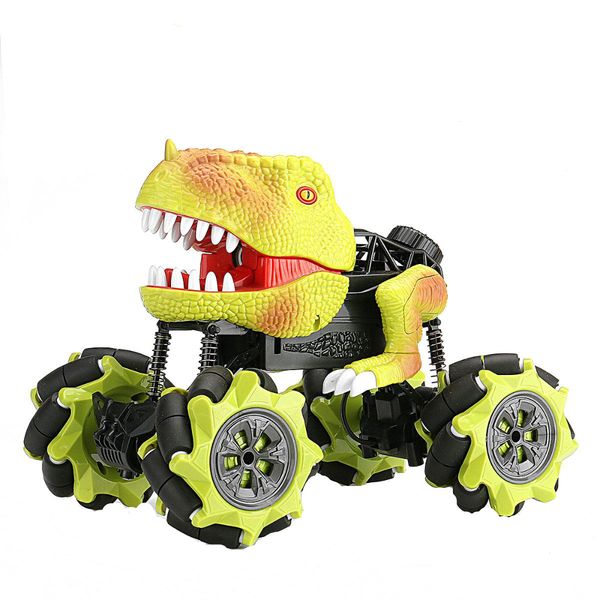 Dinossauro de simulação de dinossauro de controle remoto de carro RC com som de rugido realista e luzes 360 graus Drift Spray RC Car Toy Boy