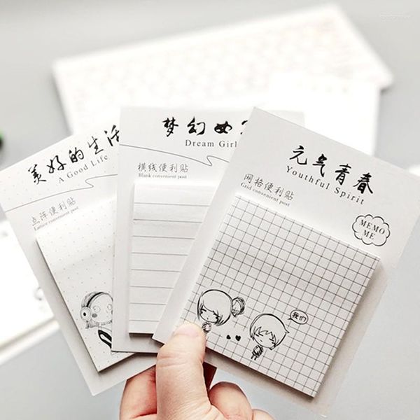 Подарочная упаковка 1Pack Corea Простая черно -белая записка Sticky Notes Office School Pad Mite Planner Блокнот n Times