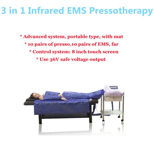 3 em 1 profissional pressoterapia inflarojo profesional máquina de pressoterapia máquina de drenagem linfática pressoterapia