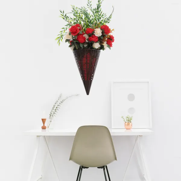 Flores decorativas, cesta suspensa, simulação, tira de videira rosa, sala de estar, flor de seda, decoração de parede, porta de entrada falsa para casa, artificial