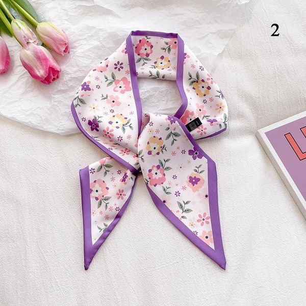 Eşarplar 1pc İpek Eşarp Zarif Şallar Moda Lady Neckerchief Küçük Bandana Saten Kadınlar Meydan Saplar Saç Aksesuarları