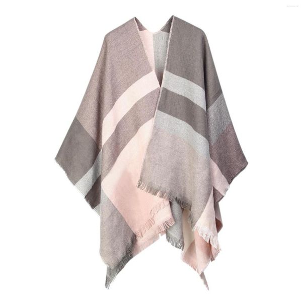 Sciarpe SIEPAKE Scialli da donna Avvolge Motivo geometrico Poncho Maglione Mantello Coperta Sciarpa frontale aperta Cappotto per donna autunno inverno