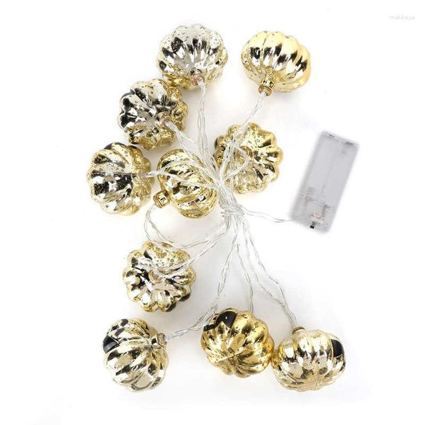 Flores decorativas luzes de abóbora cordão 10 LED dourado fofo para festa