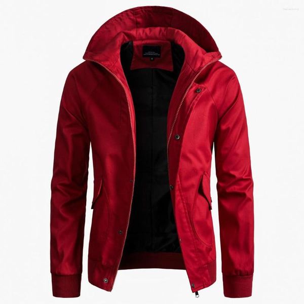 Jaquetas masculinas primavera grandes masculinas jaqueta vermelha de alta qualidade manga longa com capuz xxxl casaco casual blusão masculino masculino tops