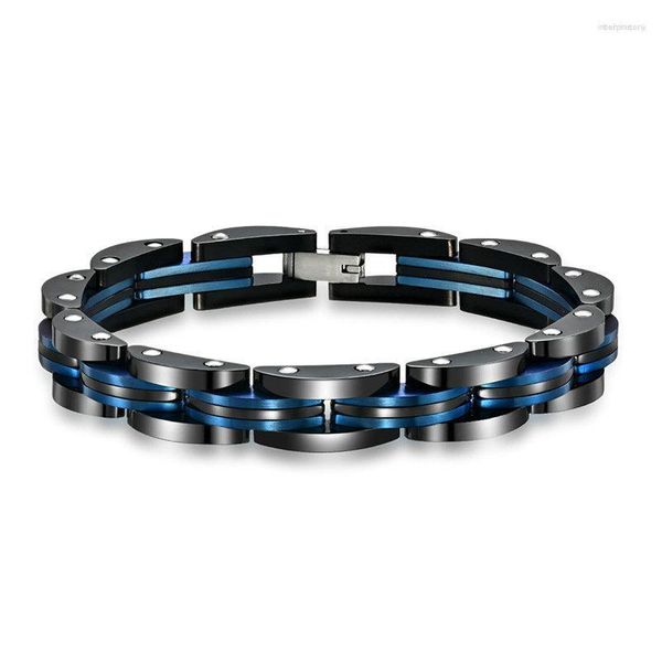 Link-Armbänder Hochwertiges Herren-Edelstahl-zweifarbig plattiertes quadratisches Armband Straßenschmuck für Männer