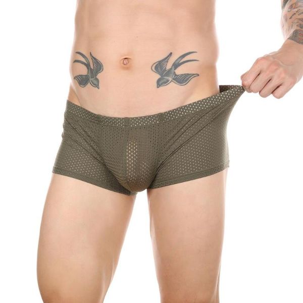 Unterhosen Mesh Atmungsaktive Männer Boxer Briefs Konvexen Beutel Unterwäsche BuLifting Höschen Erotische Dessous Penis Big Stretch Flache Boxer