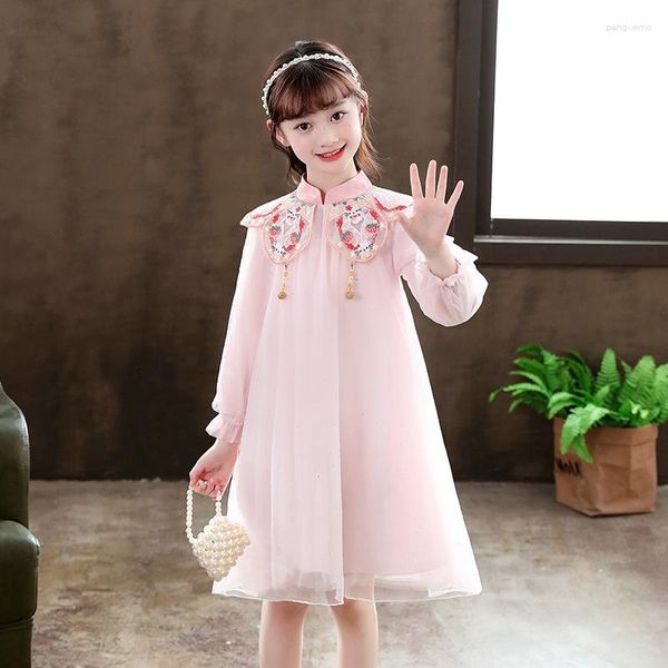 Roupas étnicas mangas curtas Qipao para meninas verão floral mini vestido 2-10 anos adolescente estilo chinês cheongsam trajes tradicionais