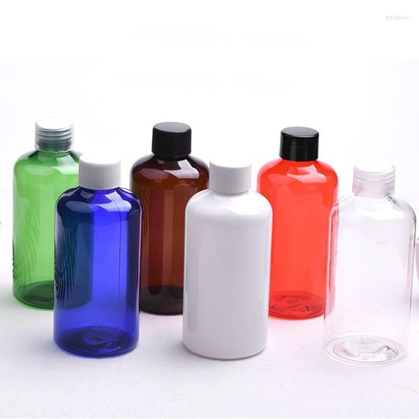 Garrafas de armazenamento 30 peças 220 ml vazias para viagem branco âmbar preto garrafa cosmética recarregável com tampa de rosca de plástico capacidade PET xampu gel