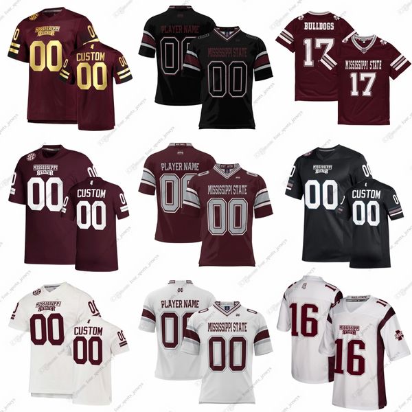 Camisas personalizadas de futebol americano universitário da NCAA Tyler Russell Dak Prescott Eric Molds Will Rogers Jake Weir Javaris Bufford Simeon ''Mississippi''State''Bulldogs''