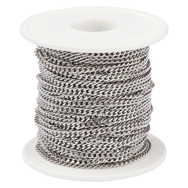 Spille Spille Rotolo da 20 m Catene in acciaio inossidabile 304 Catene a cordolo non saldate Collana di gioielli intrecciati Accessori di collegamento del braccialetto 230621