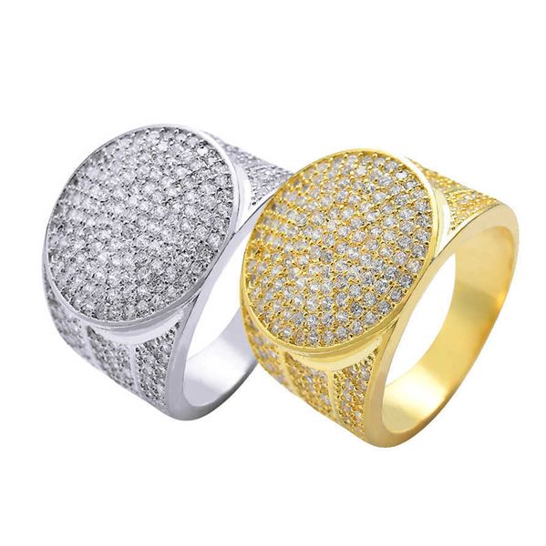 Ouro real 18k galvanizado micro conjunto anel de zircônio cúbico hiphop unissex personalizado anel de dedo bling gelado cristal estético rapper jóias bijuterias para homens e mulheres