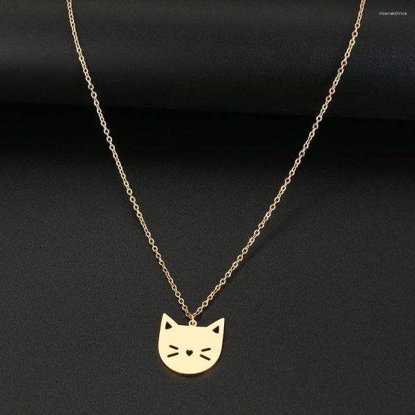 Anhänger Halsketten Edelstahl niedliche Cartoon Kätzchen Mode Anhänger Kette Choker Feine Charm Halskette für Frauen Juwelierparty Geschenke