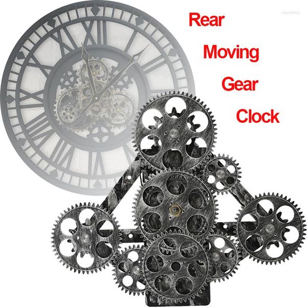 Orologi da parete Real Moving Gear Clock Parti artigianali fai-da-te Modern Steampunk Bar Decorazione casa