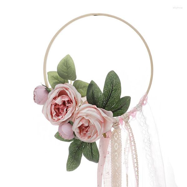 Fiori decorativi 20cm Anello rotondo Ghirlanda di fiori Ghirlanda Decorazione di nozze Simulazione per matrimonio Baby shower nuziale Home Party Decor