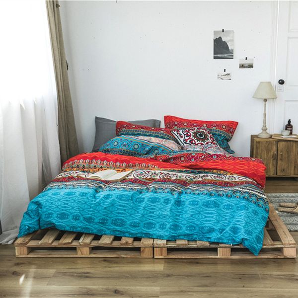 Conjuntos de cama de algodão boêmio 3d edredom conjuntos de capa de edredom boho de luxo fronha queen size colcha de cama 230621