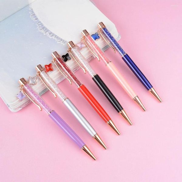 Kawaii Girl Glitter Crystal Pen Student Gel School Supplies Office Metal Signature Quality Writing Tool Penna a sfera