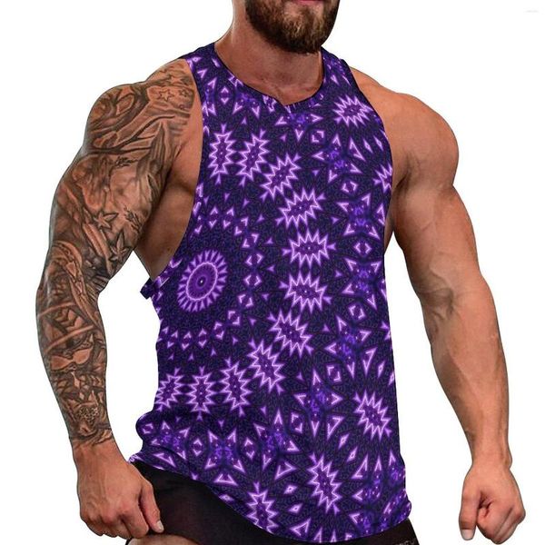 Canottiere da uomo Neon Mandala Top Uomo Geometric Flower Sportswear Summer Bodybuilding Graphic Gilet senza maniche 3XL 4XL 5XL