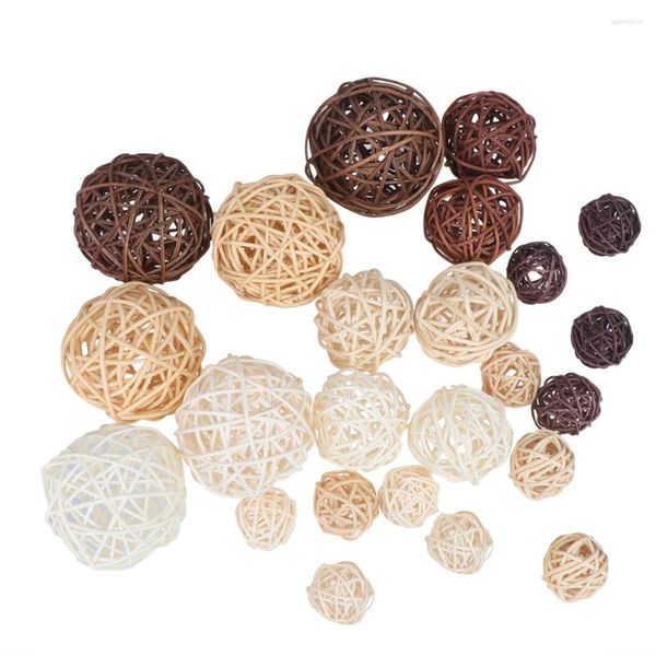 Dekorative Blumen 18 Stück Takraw natürliche Rattan Po Requisiten Ornament Wand Decke Anhänger für Geburtstag Hochzeit Dusche Party Gefälligkeiten