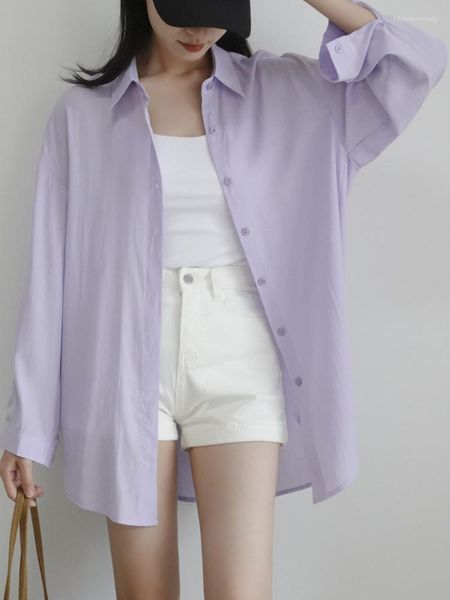 Blusas Femininas Gola Pólo Moda Camisa de Manga Longa Curto Frente e Longo Traseiro Temperamento Commuter Top Coreano Casual Camisas Elegantes Para