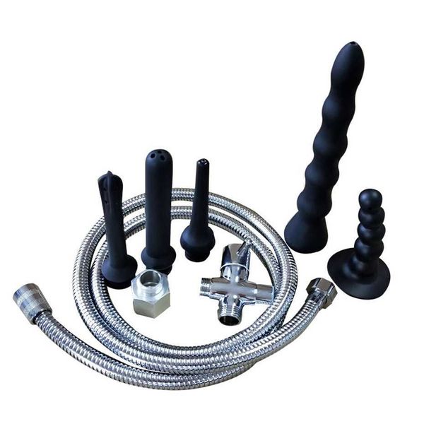 Conjunto de tubo de chuveiro de dispositivo de limpeza anal e de descarga de aço inoxidável de metal novo produto para adultos 75% de desconto nas vendas on-line