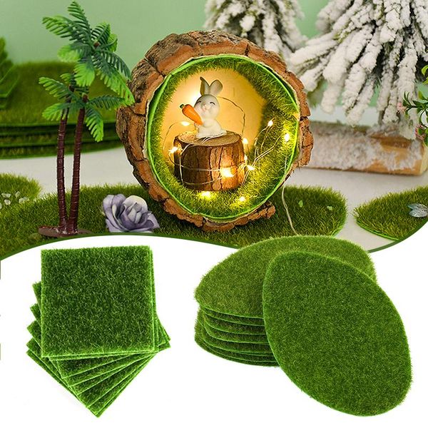 Flores decorativas 4/2 pçs simulação de pastagem artificial musgo gramado grama verde micro decoração de paisagem mini jardim de fadas piso de casa