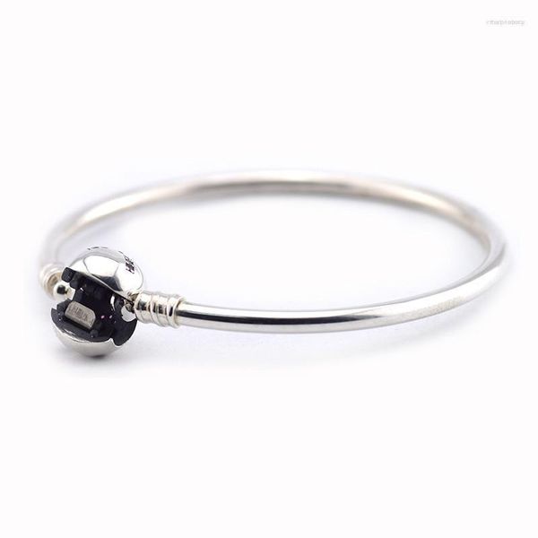 Bangle Qandocci 925 Серебряная серебряная серебряная розовая лента браслеты браслеты, совместимые с европейскими ювелирными ювелирными украшениями.